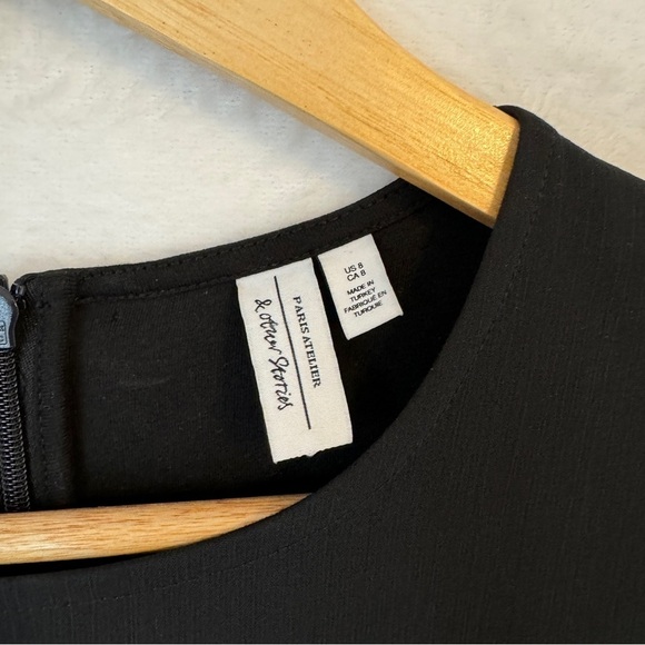 & other stories womens black long Puff Sleeve Knot Tie Mini Dress size 8 - Picture 10 of 11